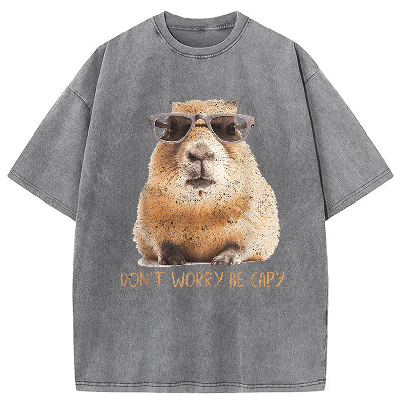 Tokyocanvas Don't Worry Be Capy Capybara Washed T-Shirt
