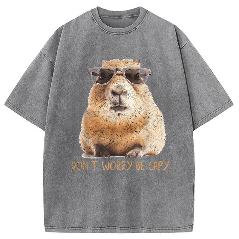 Tokyocanvas Don't Worry Be Capy Capybara Washed T-Shirt