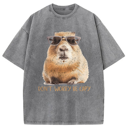 Tokyocanvas Don't Worry Be Capy Capybara Washed T-Shirt