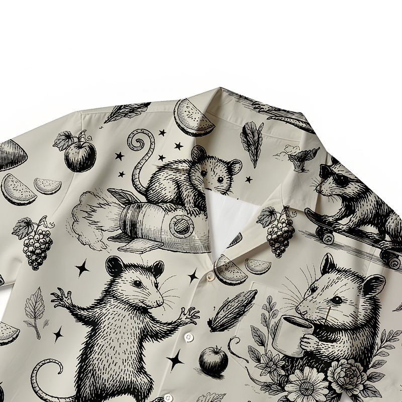 Tokyocanvas Funny Opossum Hawaiian Shirt