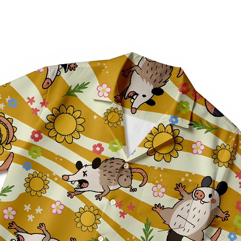 Tokyocanvas Sunflower Possum Hawaiian Shirt