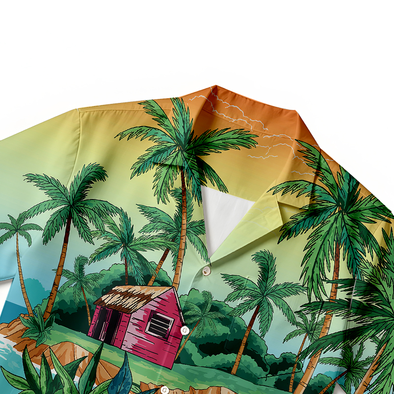 Tokyocanvas Tropical Paradise Hut Hawaiian Shirt