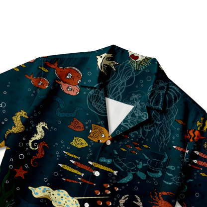 Tokyocanvas Blue Ocean Hawaiian Shirt