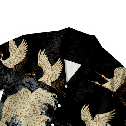Tokyocanvas Crane Waves Elegance Hawaiian Shirt