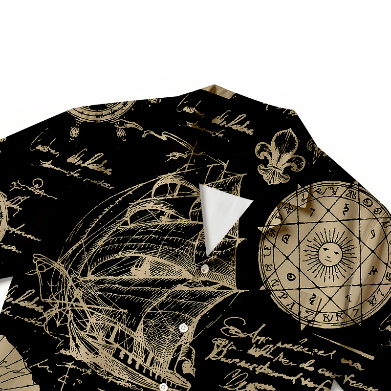 Tokyocanvas Mystic Compass Map Hawaiian Shirt