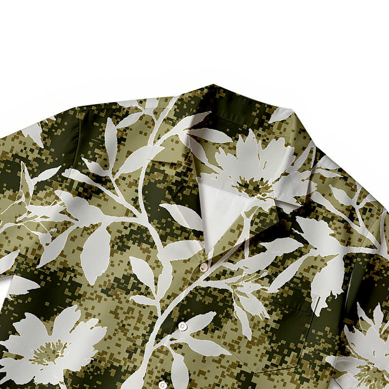 Tokyocanvas Olive Floral Breeze Hawaiian Shirt