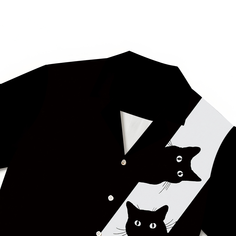 Tokyocanvas Black Cat Hawaiian Shirt