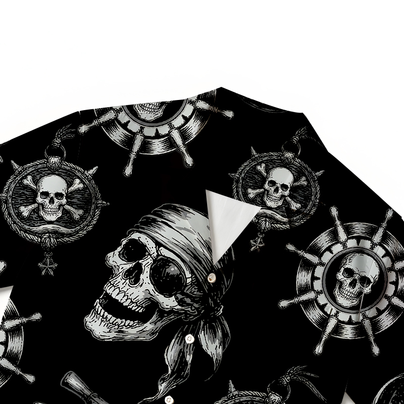 Tokyocanvas Pirate Skull Hawaiian Shirt