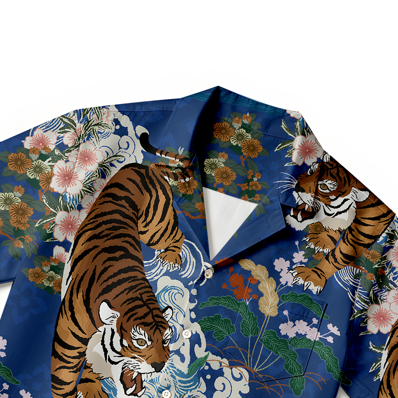 Tokyocanvas Inspired Tiger Hawaiian Shirt