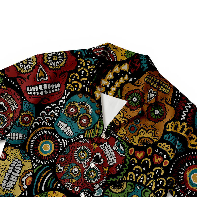 Tokyocanvas Sugar Skull Fiesta Hawaiian Shirt