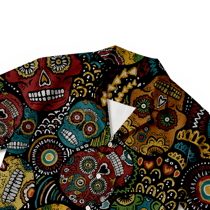 Tokyocanvas Sugar Skull Fiesta Hawaiian Shirt