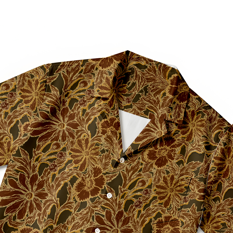 Tokyocanvas Batik Golden Bloom Hawaiian Shirt