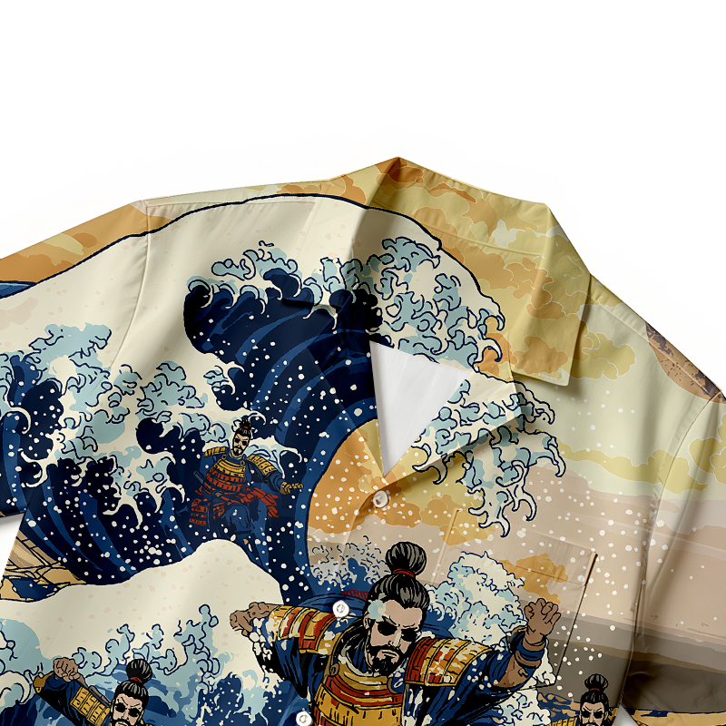 Tokyocanvas Japanese Samurai Surfing Aloha Hawaiian Shirt