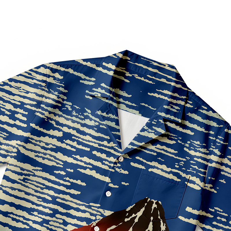 Tokyocanvas Red Fuji Japanese Hawaiian Shirt