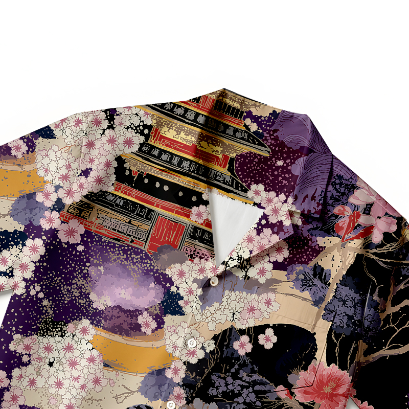 Tokyocanvas Sakura Cherry Blossom Hawaiian Shirt