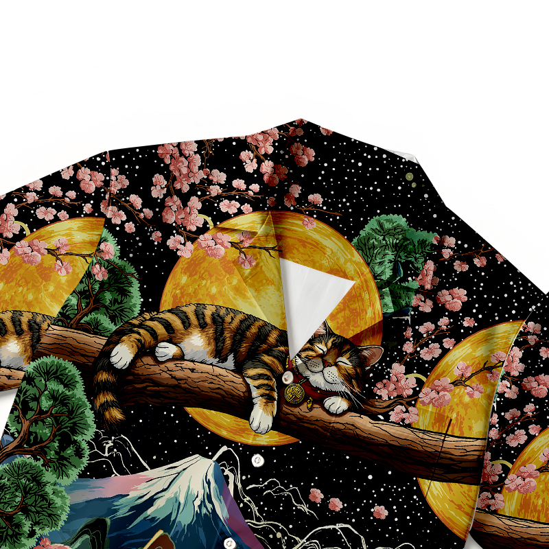 Tokyocanvas Moon Cat Hawaiian Shirt