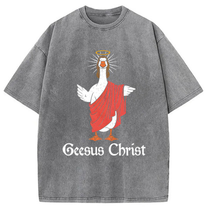 Tokyocanvas Geesus Christ Funny Washed T-Shirt