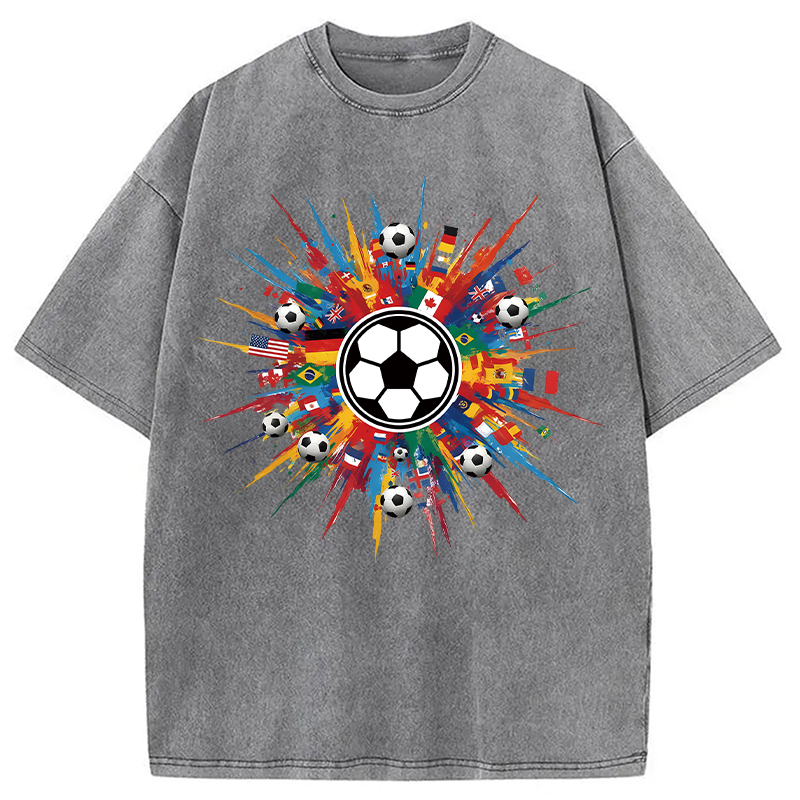 Tokyocanvas International Soccer Flags Washed T-Shirt