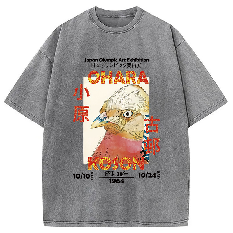 Tokyocanvas Japanese Bird Poster Washed T-Shirt