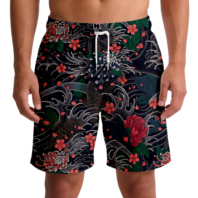 Tokyocanvas Koi Fish Retro Japanese Swim Short