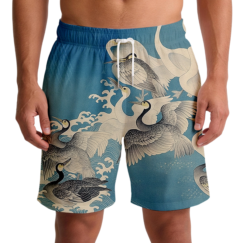 Tokyocanvas Japanese Vintage Kimono Aloha Swim Short