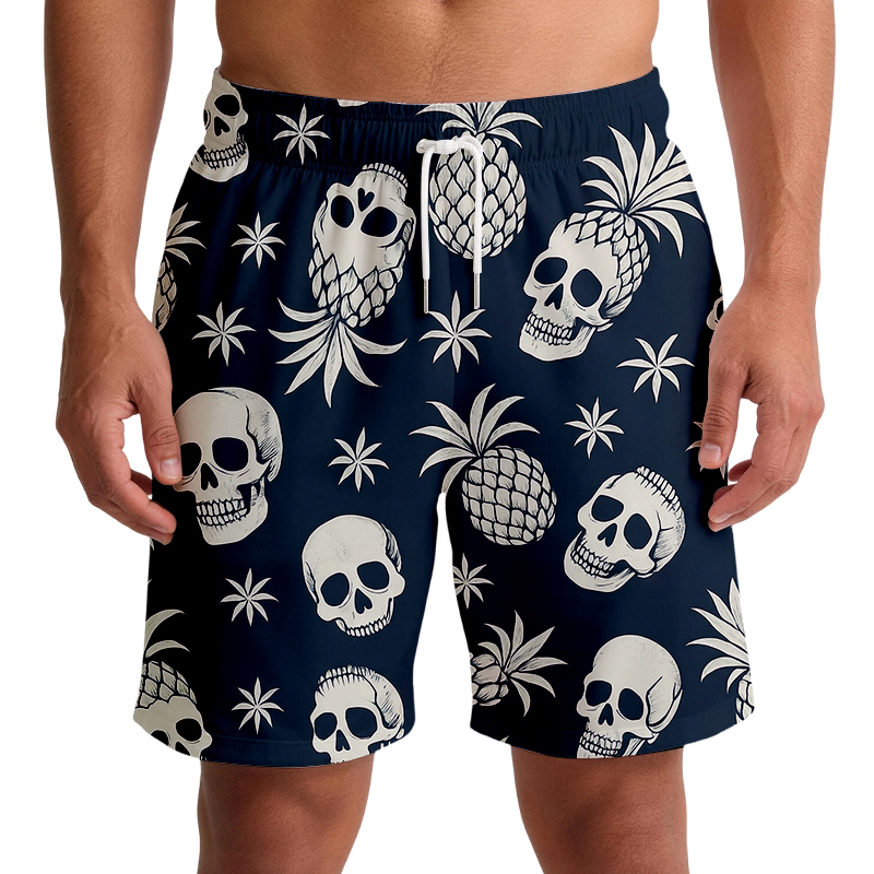 Tokyocanvas Pineapple Skull Aloha Swim Short