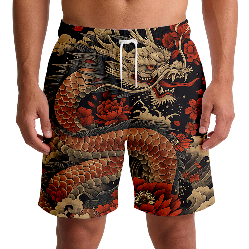 Tokyocanvas Vintage Japanese Art Dragon Swim Short