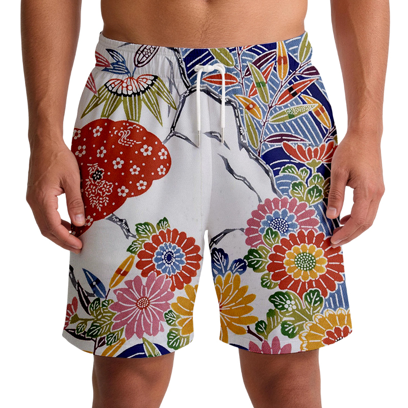Tokyocanvas Japanese Okinawa Flowers Swim Short