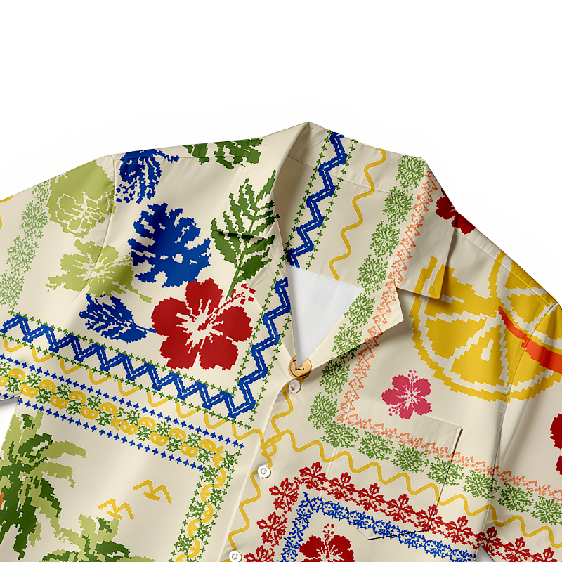 Tokyocanvas Pixel Tropic Lemon Hawaiian Shirt