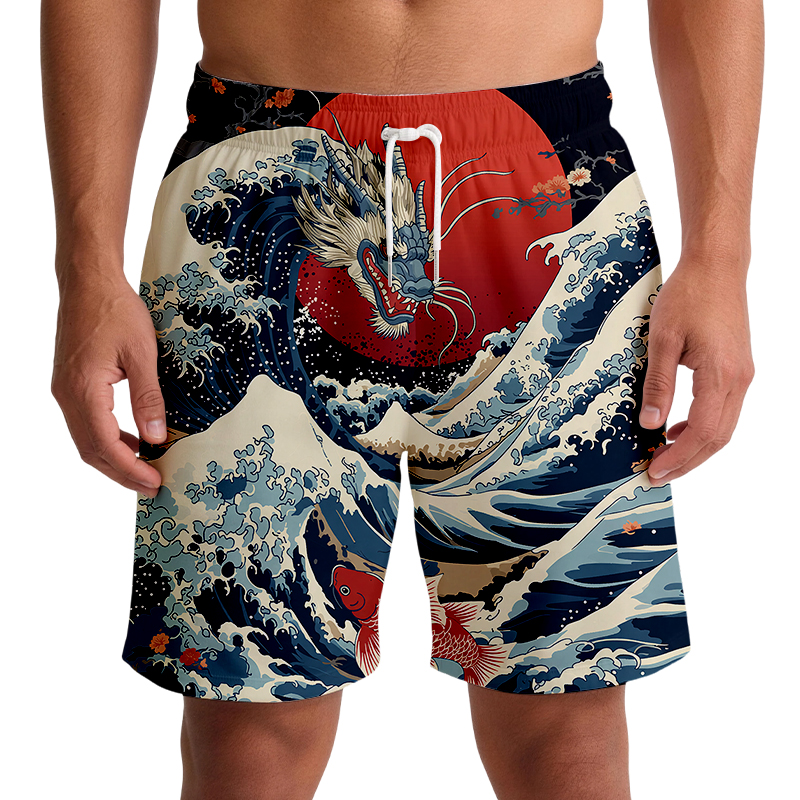 Tokyocanvas Japanese Dragon Koi Fish Swim Short