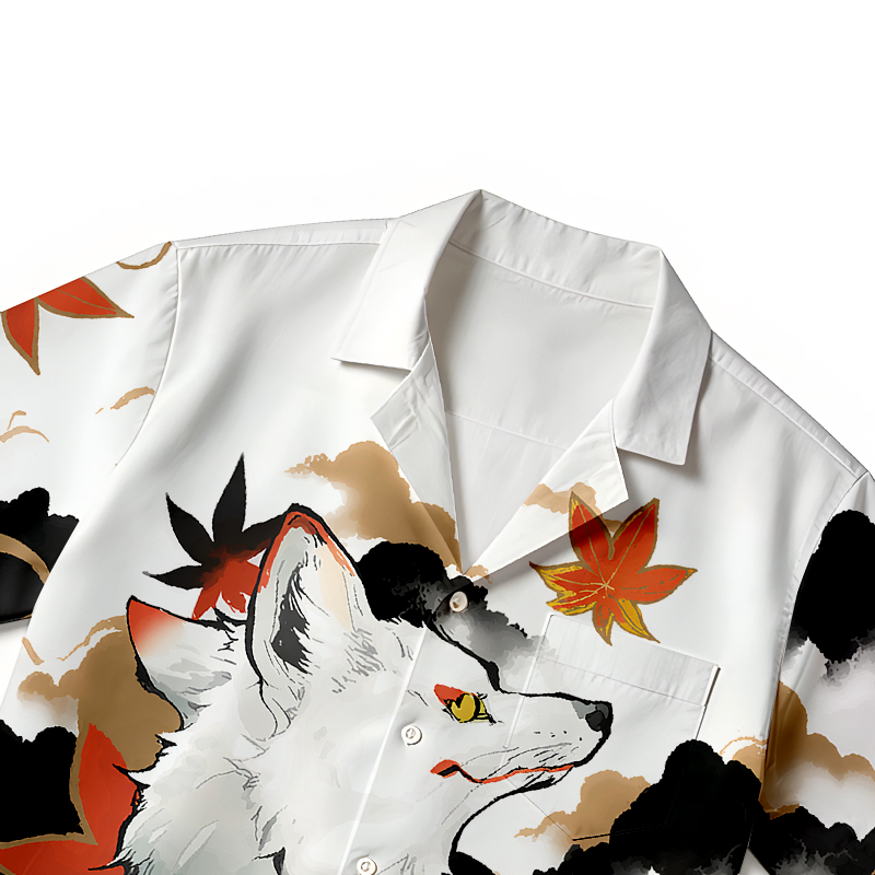 Tokyocanvas Japanese Fox Hawaiian Shirt