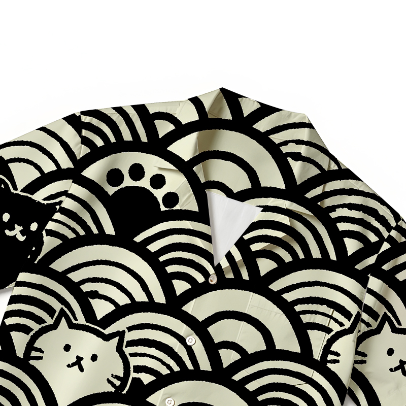 Tokyocanvas Japanese Cute Cat Wave Hawaiian Shirt