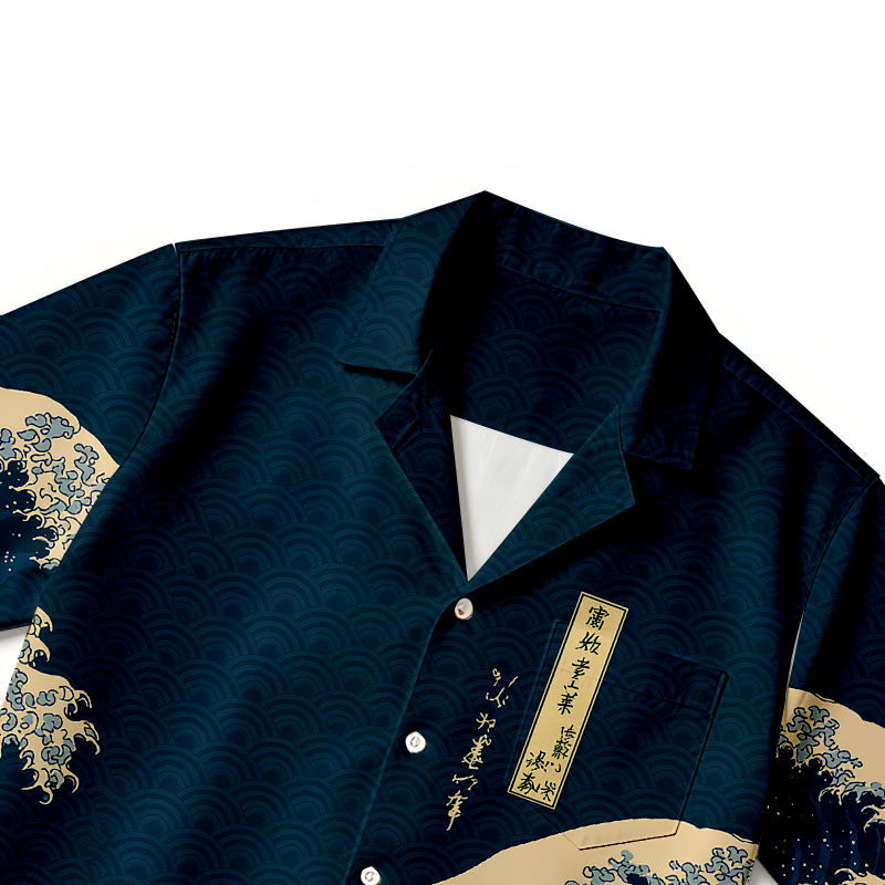Tokyocanvas Japanese Wave Hawaiian Shirt