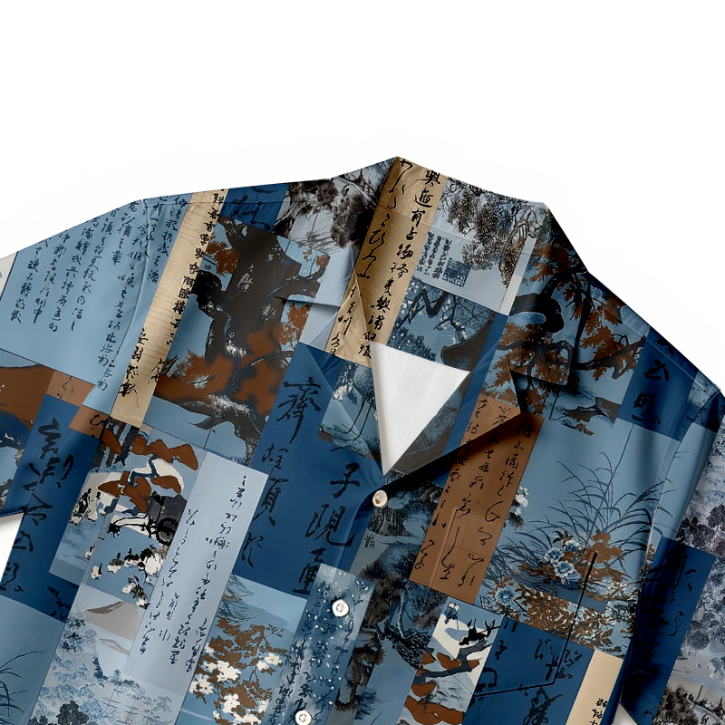 Tokyocanvas Japanese Lino Art Hawaiian Shirt