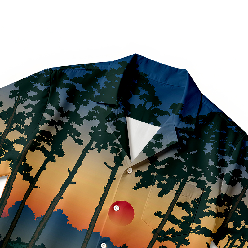 Tokyocanvas Setting Sun Behind Pines Hawaiian Shirt