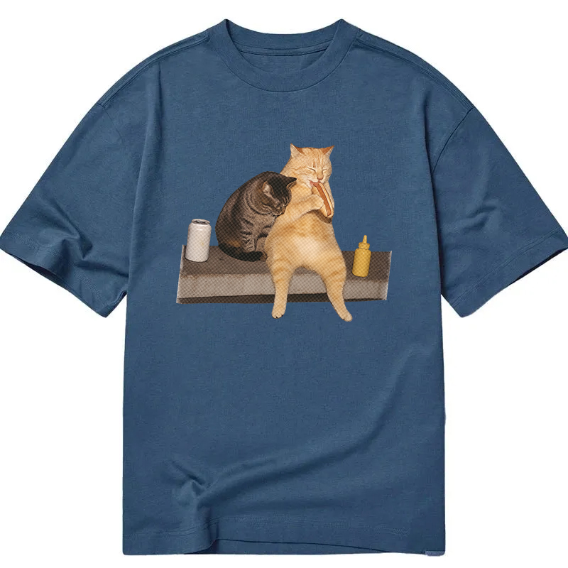 Tokyocanvas Cat Eating Hot Dog Classic T-Shirt