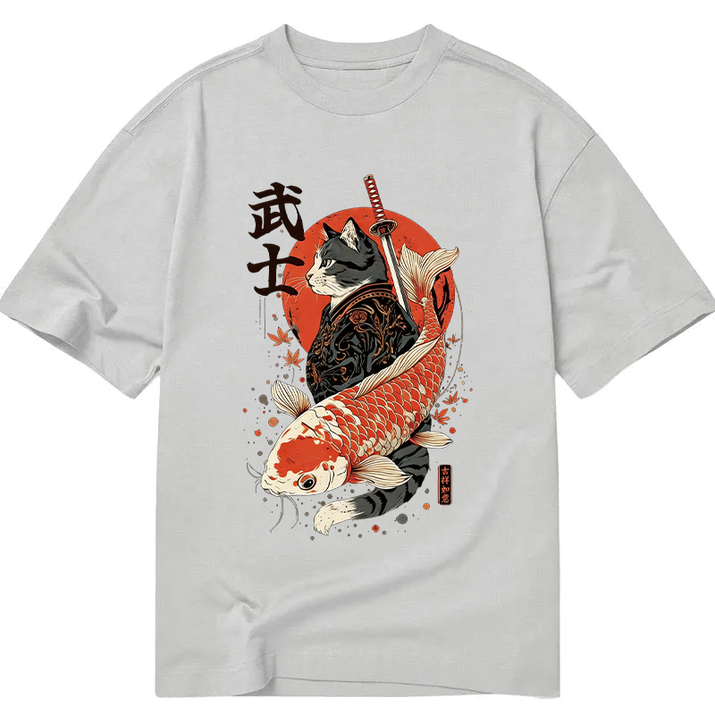 Tokyocanvas Samurai Cat And Koi Classic T-Shirt