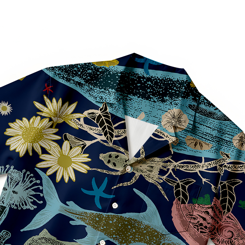 Tokyocanvas Marine Species Hawaiian Shirt