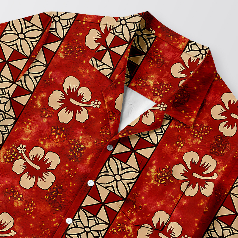 Tokyocanvas Passionate Red & Floral Charm Hawaiian Shirt