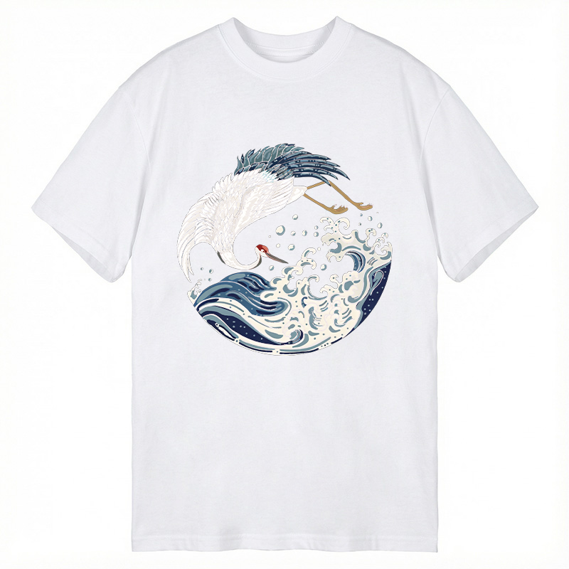Tokyocanvas Crane Bird Wave Classic T-Shirt