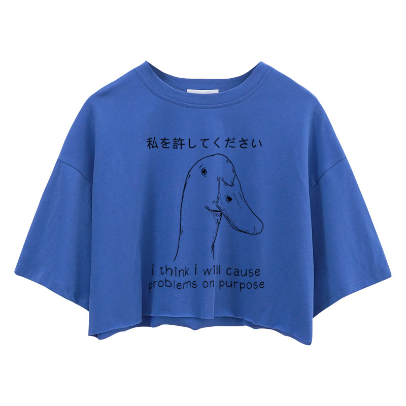 Tokyocanvas Stupid Goose Funny Crop Top