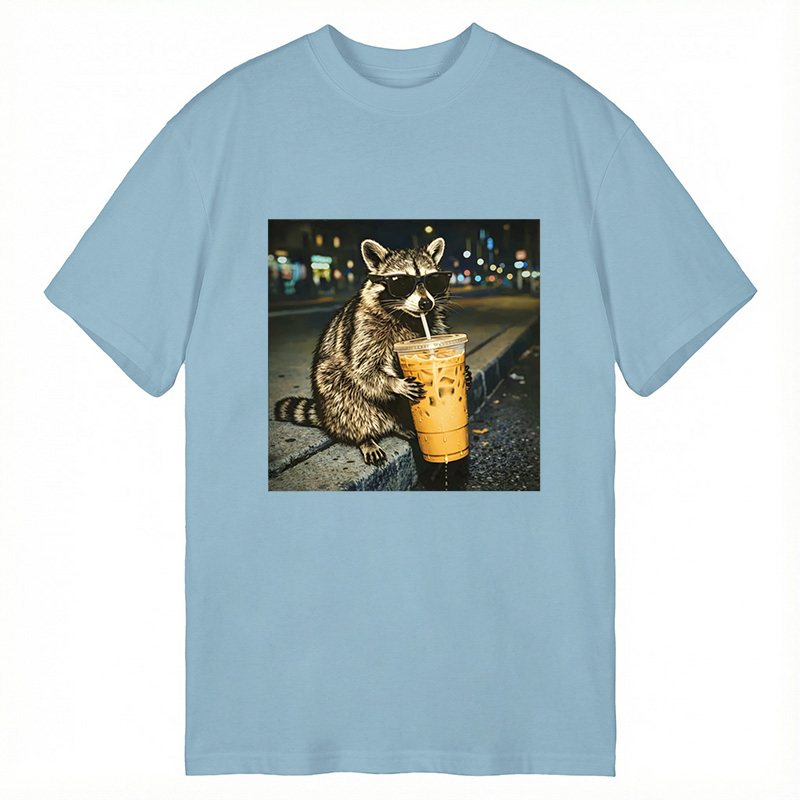 Tokyocanvas Racoon with a Ice Coffee Classic T-Shirt