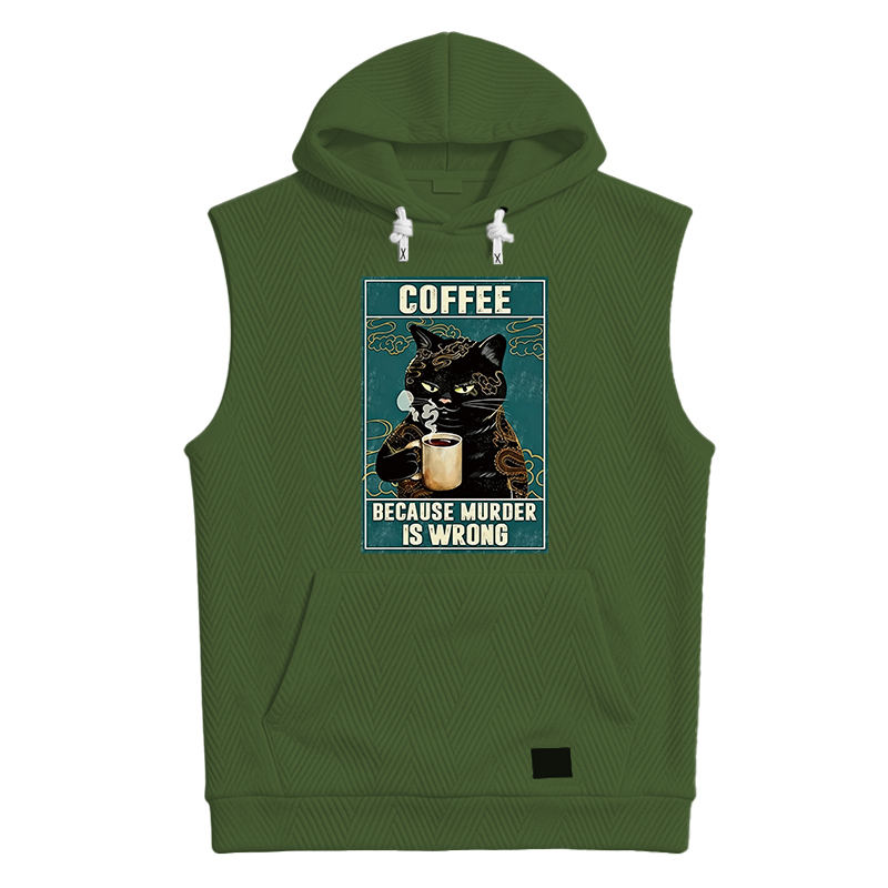 Tokyocanvas Cat Tattoo Coffee Because Murder Is Wrong Hooded Tank