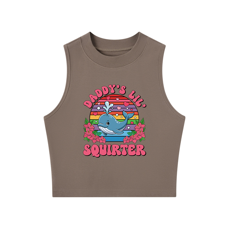 Tokyocanvas Funny Daddy's Lil Squirter Crew Neck Crop Top