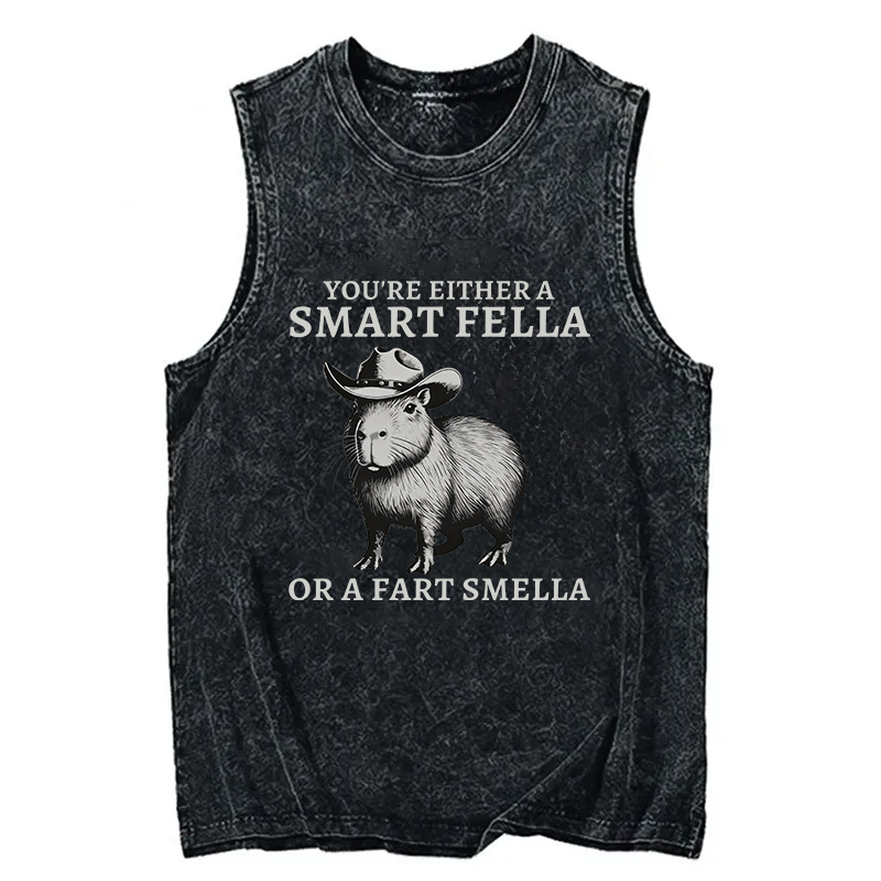 Tokyocanvas Retro Smart Fella Capybara 90s Washed Tank