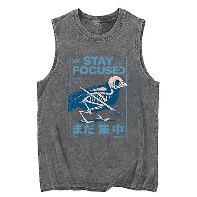 Tokyocanvas Bird Skull Japanese Washed Tank