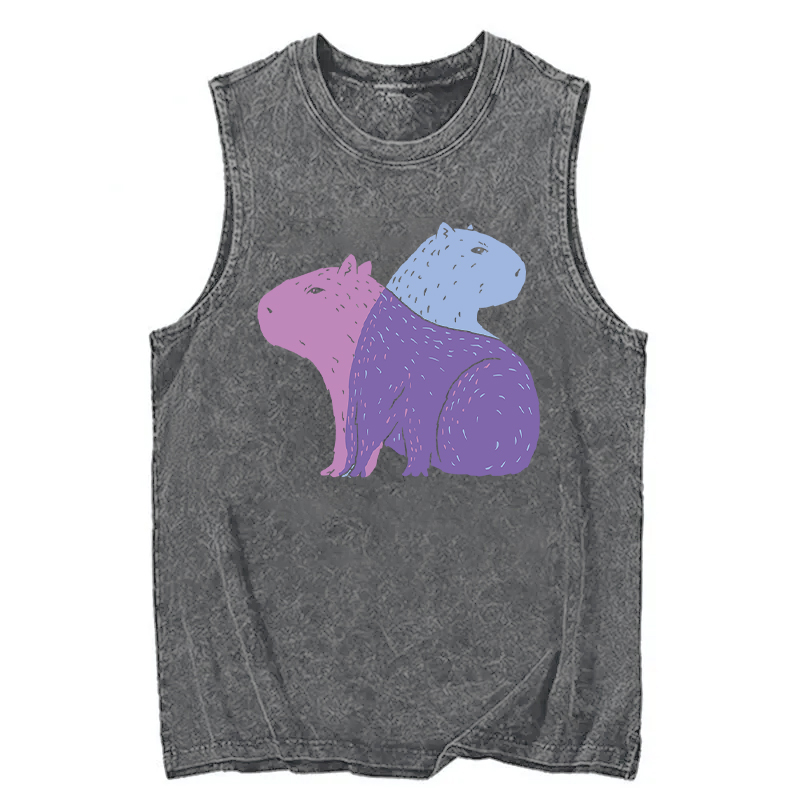Tokyocanvas Double Capybaras Washed Tank