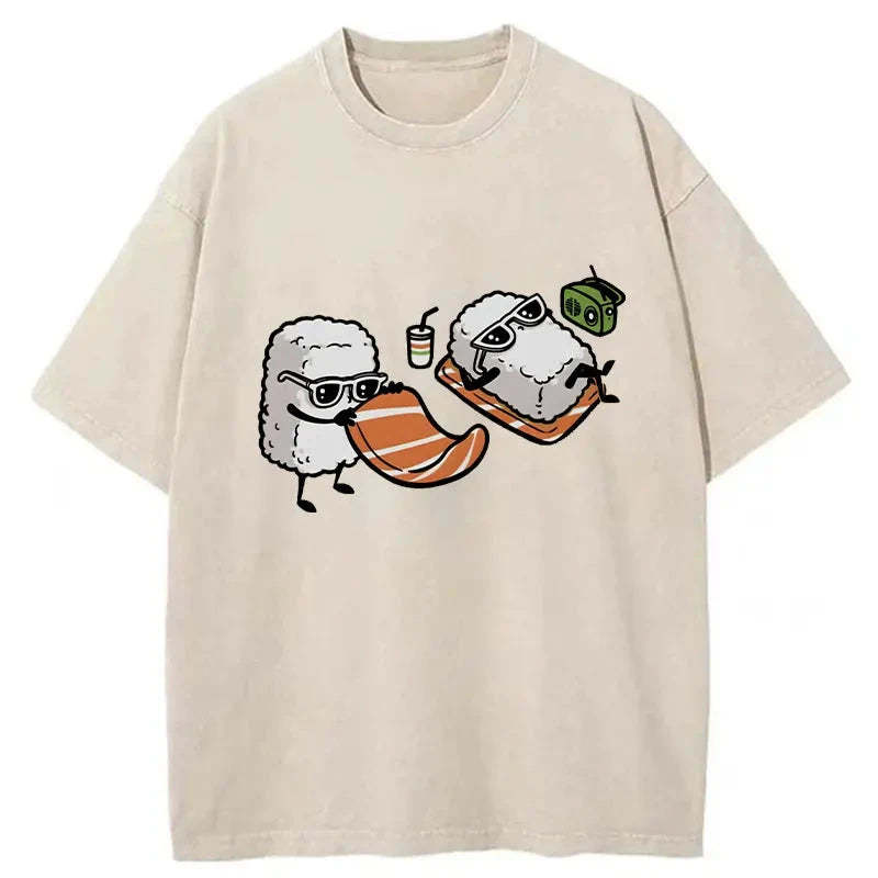 Tokyocanvas Sunbathing Sushi Washed T-Shirt