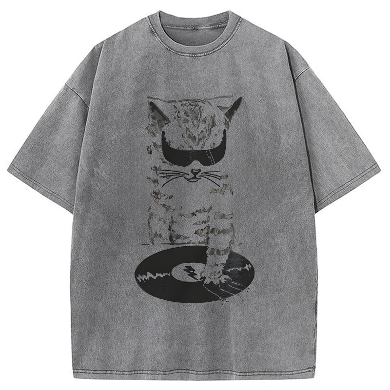Tokyocanvas DJ Cat Washed T-Shirt