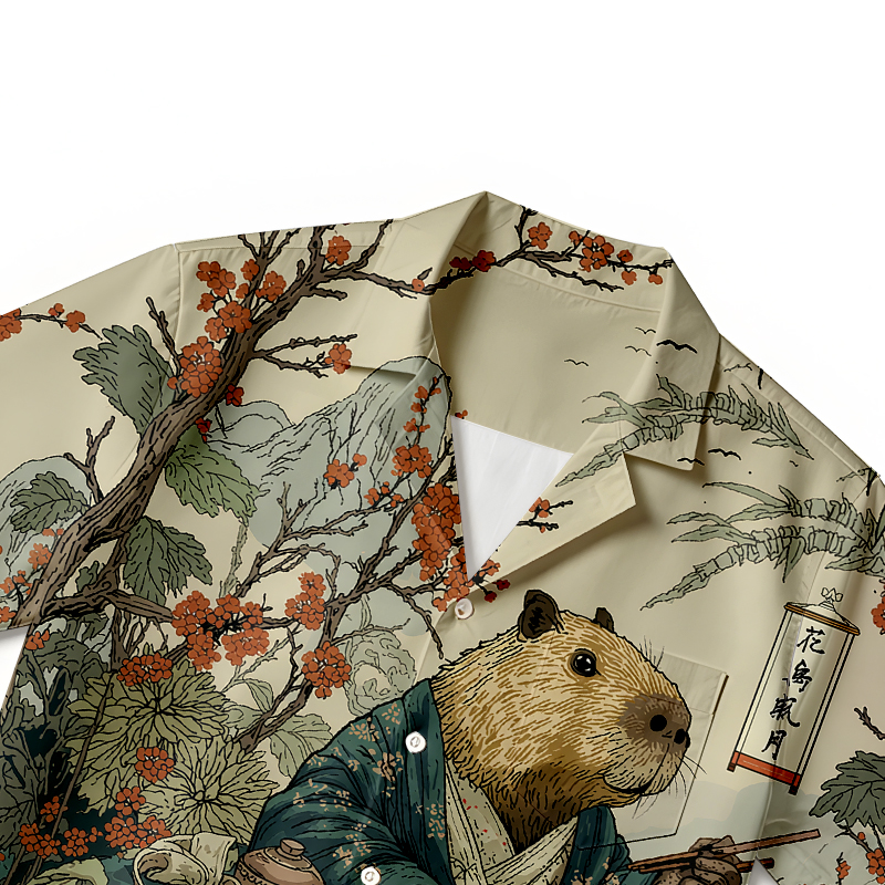 Tokyocanvas Capybara Enjoying Sushi Feast Hawaiian Shirt